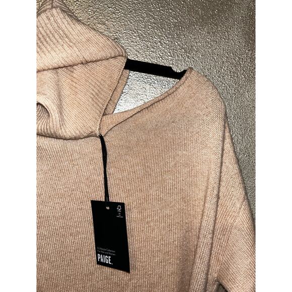 Paige Raundi Womens M Camel Shoulder Cutout Ribbed Wool Blend Sweater Dress NWT - Picture 7 of 14